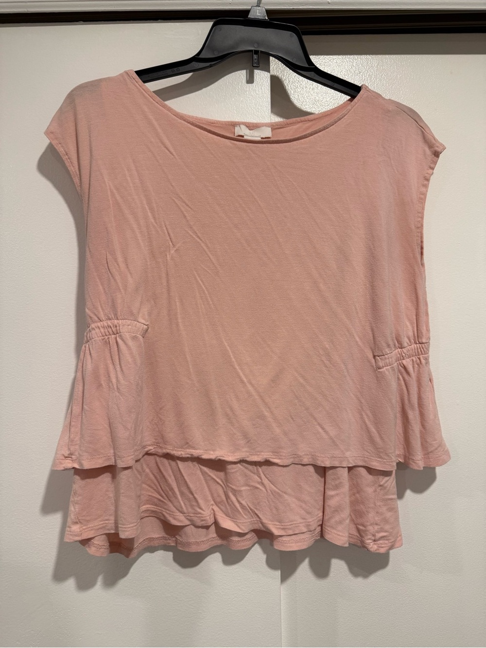 H&M Maternity Lightweight Layered Flutter Tunic Top in Blush Pink size Large